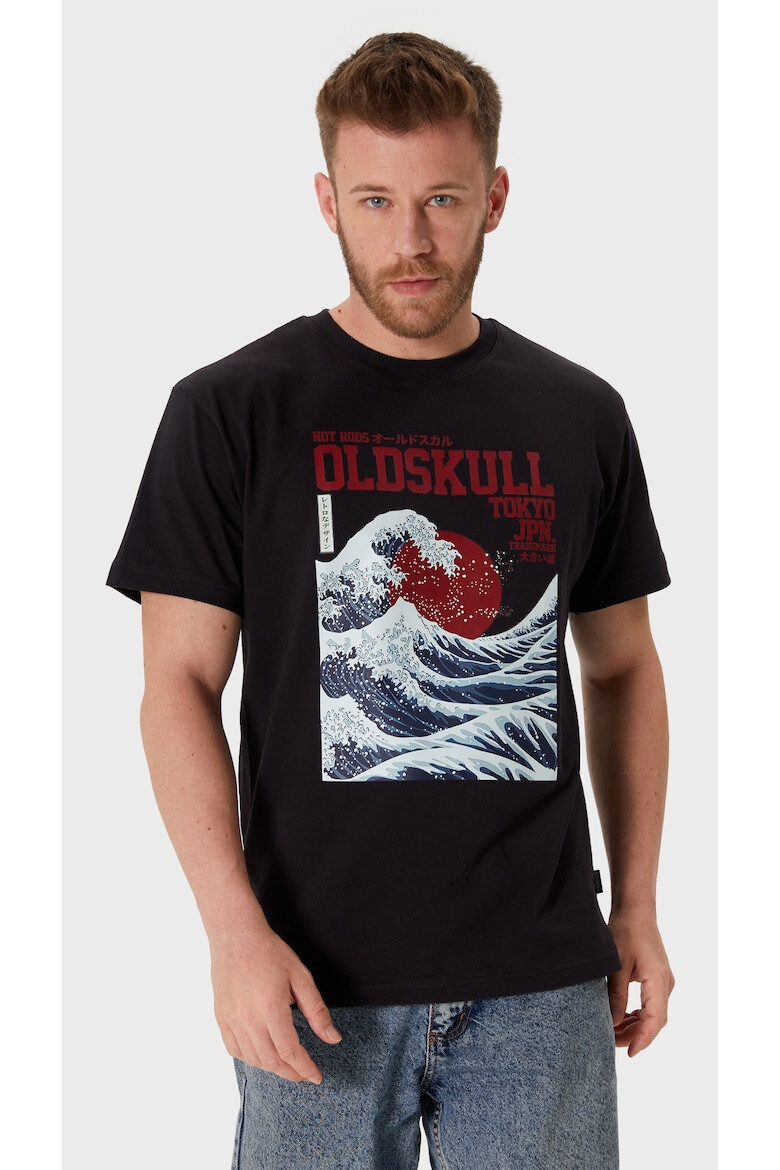 Oldskull Tricou cu imprimeu si decolteu la baza gatului - Pled.ro