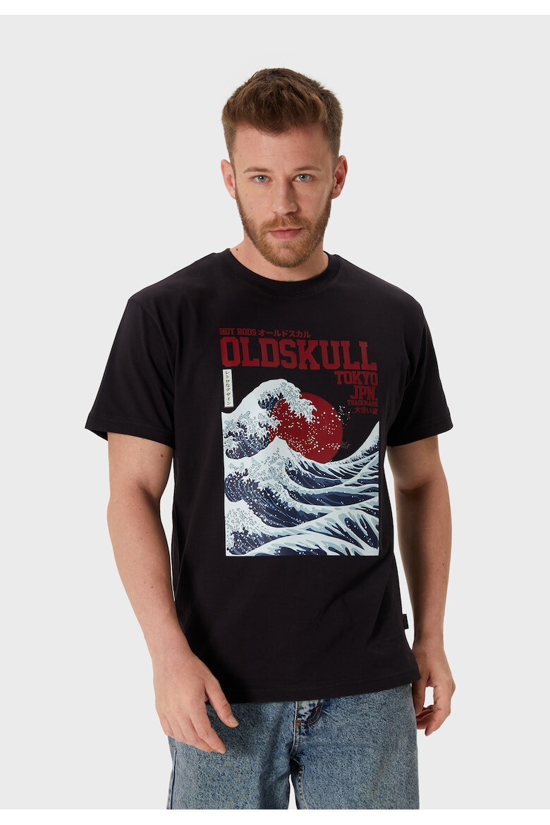 Oldskull Tricou cu imprimeu si decolteu la baza gatului - Pled.ro