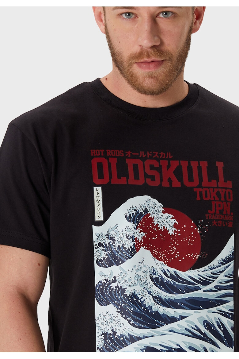 Oldskull Tricou cu imprimeu si decolteu la baza gatului - Pled.ro