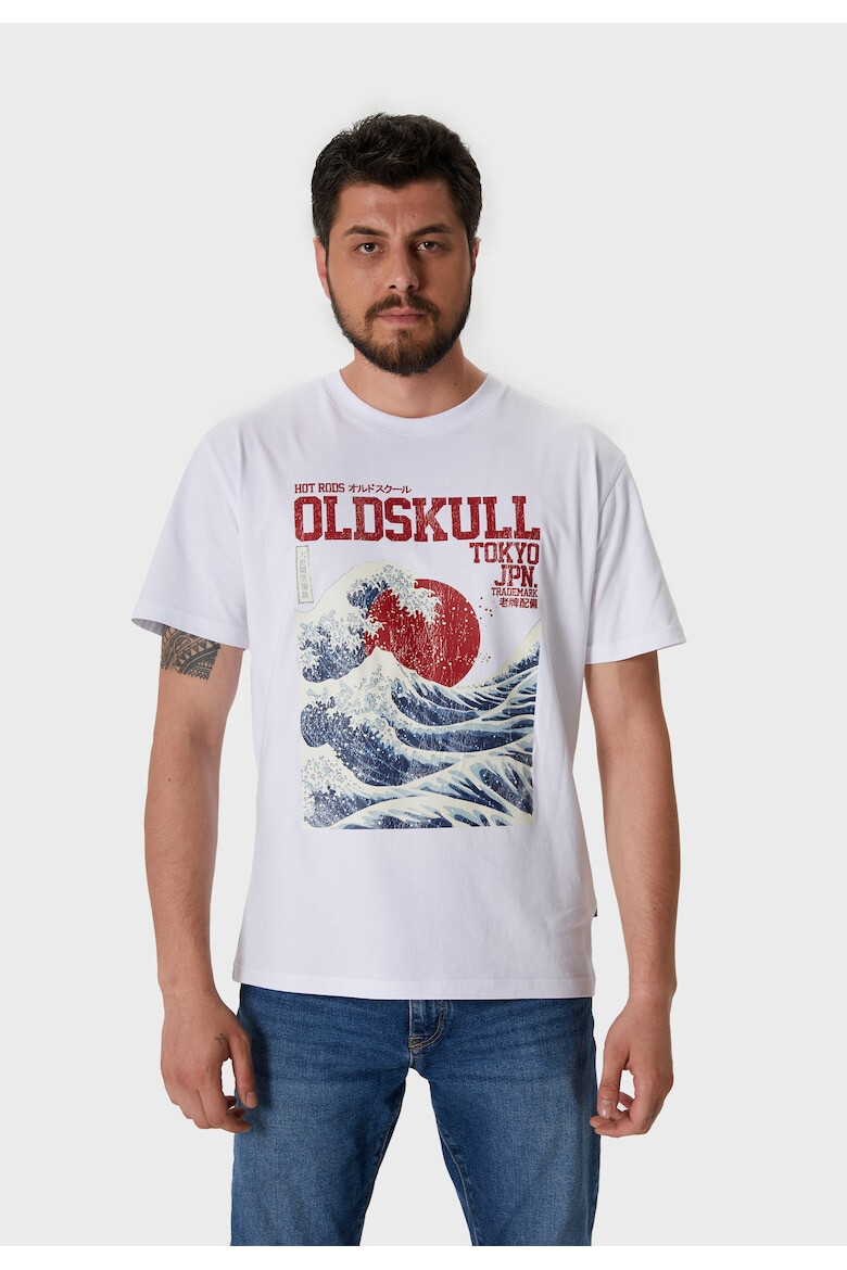 Oldskull Tricou cu imprimeu si decolteu la baza gatului - Pled.ro