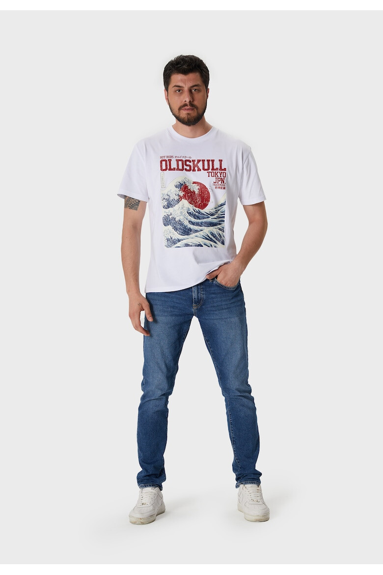 Oldskull Tricou cu imprimeu si decolteu la baza gatului - Pled.ro