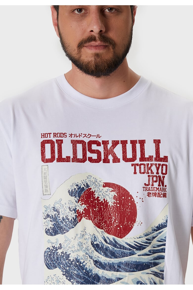 Oldskull Tricou cu imprimeu si decolteu la baza gatului - Pled.ro