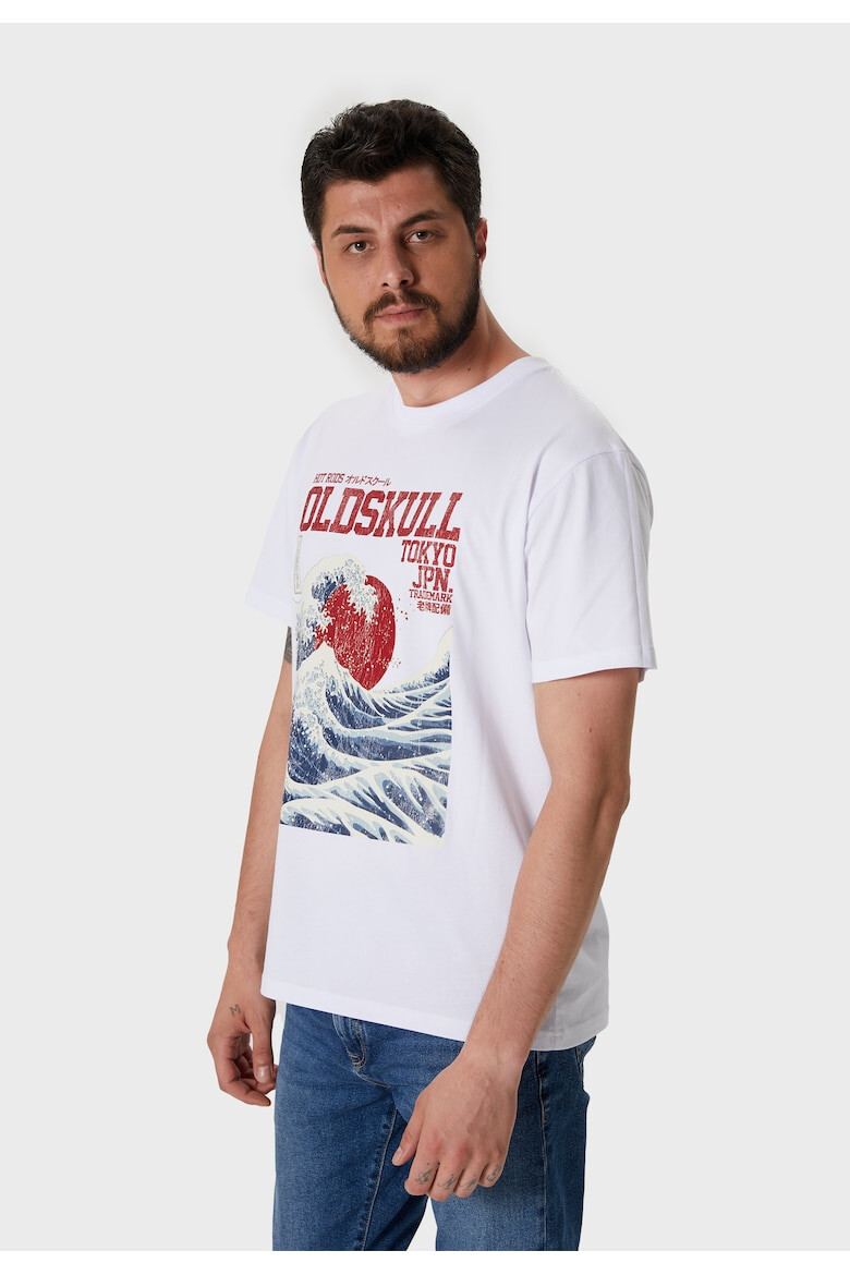 Oldskull Tricou cu imprimeu si decolteu la baza gatului - Pled.ro