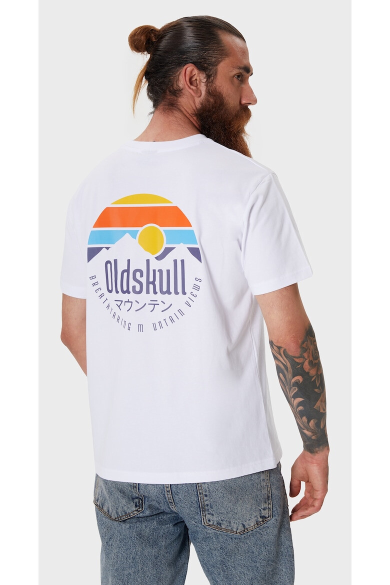 Oldskull Tricou de bumbac cu decolteu la baza gatului - Pled.ro