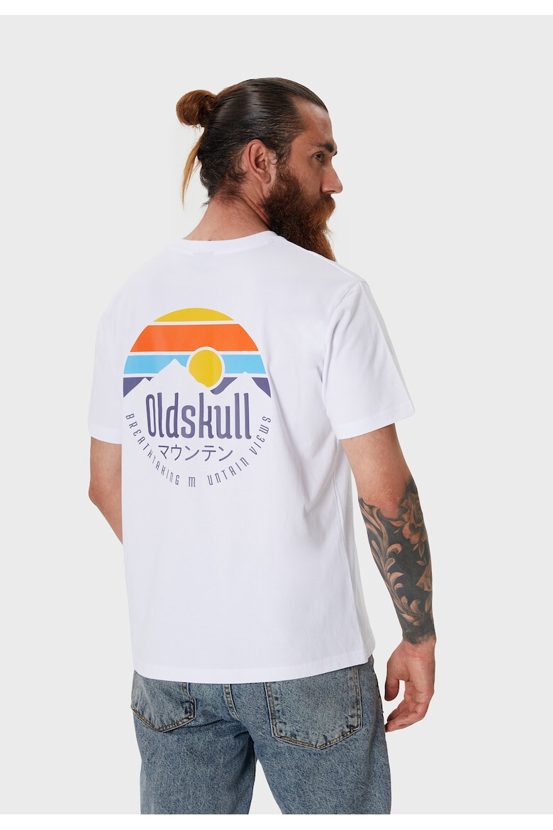 Oldskull Tricou de bumbac cu decolteu la baza gatului - Pled.ro