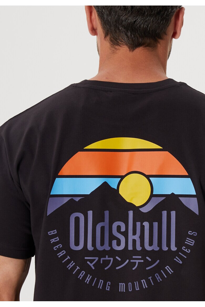 Oldskull Tricou de bumbac cu decolteu la baza gatului - Pled.ro