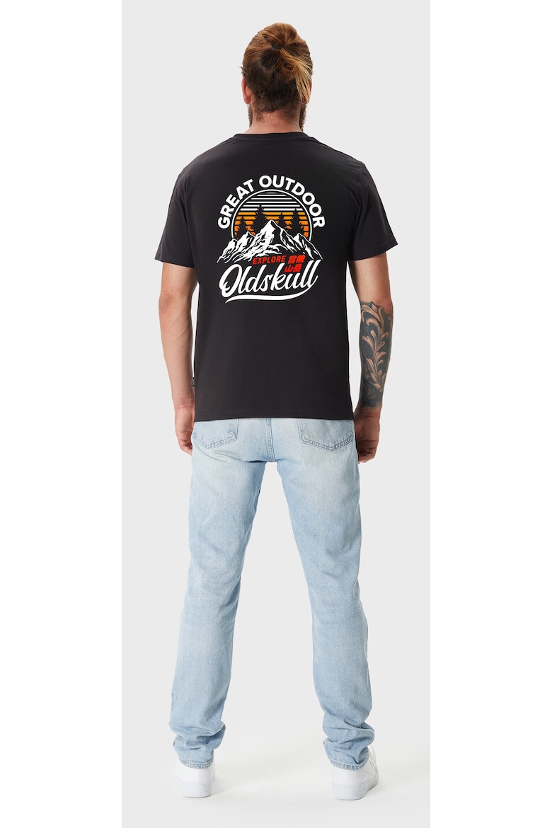 Oldskull Tricou de bumbac cu imprimeu grafic pe spate - Pled.ro