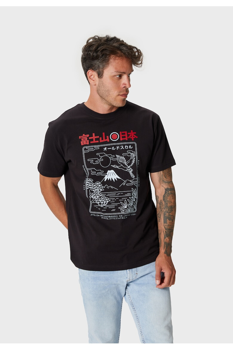 Oldskull Tricou de bumbac cu imprimeu grafic si decolteu la baza gatului - Pled.ro