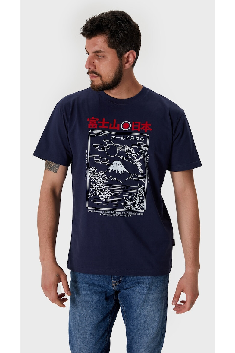 Oldskull Tricou de bumbac cu imprimeu grafic si decolteu la baza gatului - Pled.ro