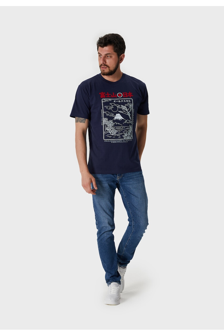 Oldskull Tricou de bumbac cu imprimeu grafic si decolteu la baza gatului - Pled.ro