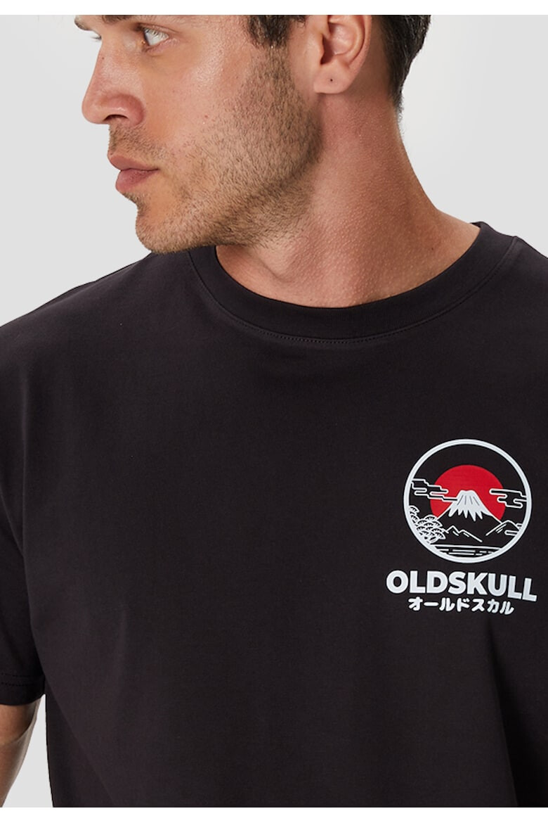 Oldskull Tricou de bumbac cu imprimeu grafic si decolteu la baza gatului - Pled.ro