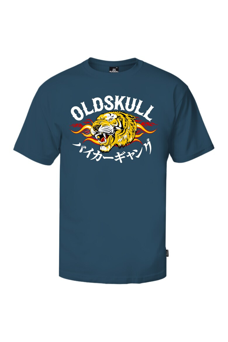 Oldskull Tricou de bumbac cu imprimeu logo si decolteu la baza gatului - Pled.ro