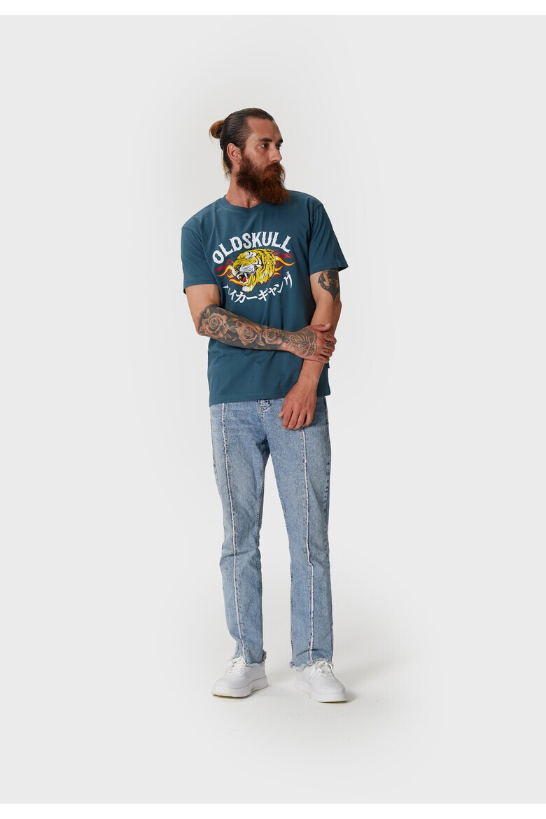 Oldskull Tricou de bumbac cu imprimeu logo si decolteu la baza gatului - Pled.ro