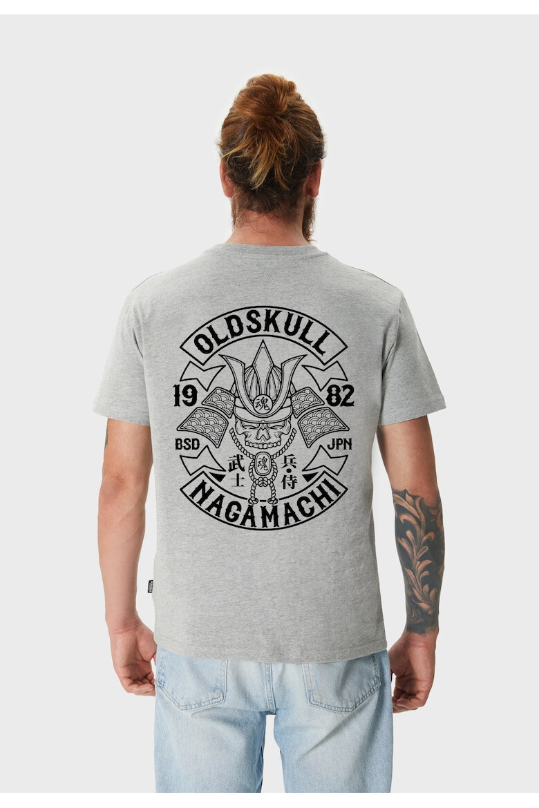 Oldskull Tricou de bumbac cu imprimeu si decolteu la baza gatului - Pled.ro