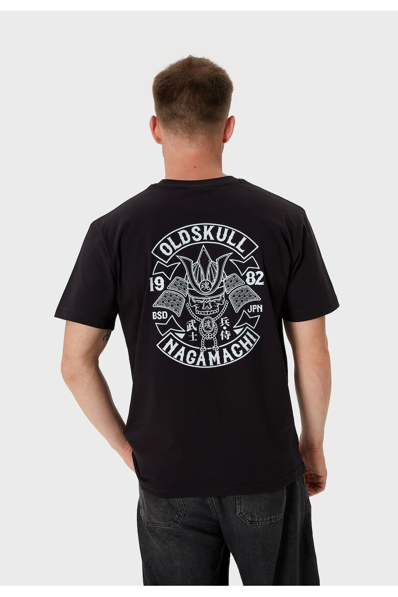 Oldskull Tricou de bumbac cu imprimeu si decolteu la baza gatului - Pled.ro