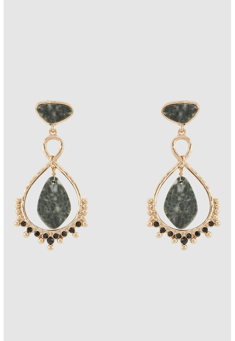 Oltre Earrings Cercei drop cu pietre semi-pretioase Auriu Gri antracit ONE SIZE - Pled.ro