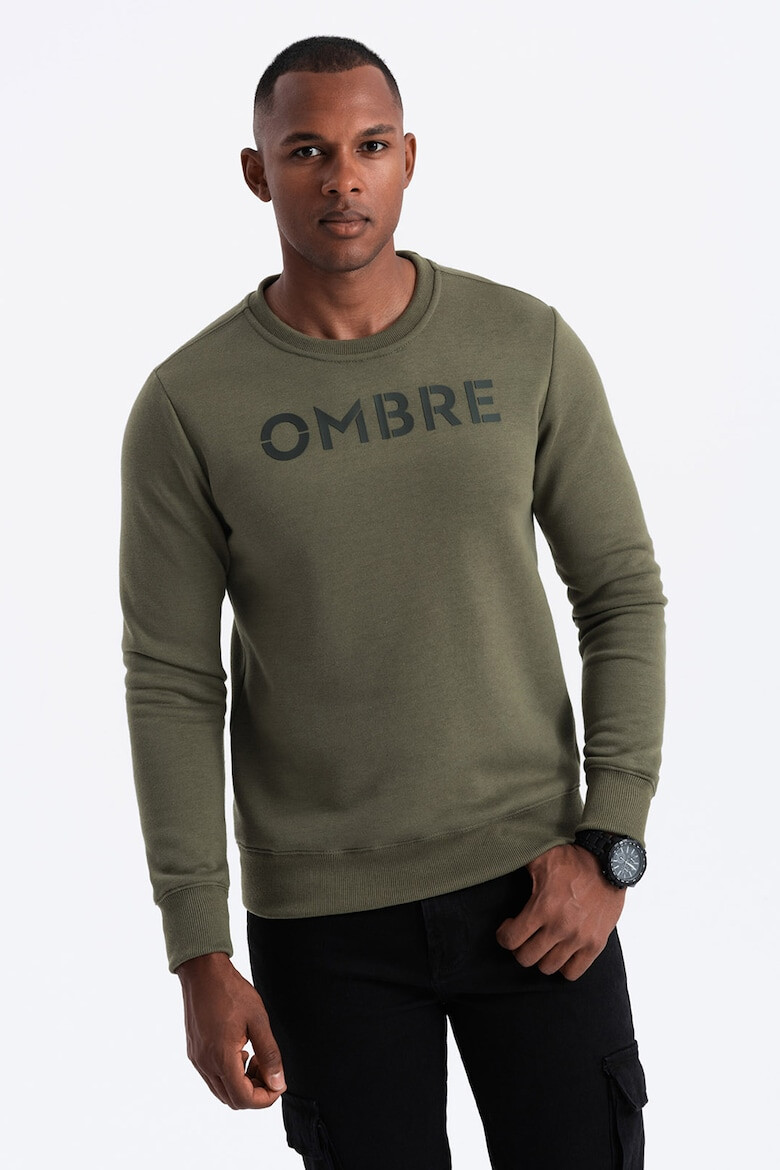 OMBRE Bluza de trening din amestec de bumbac cu model text - Pled.ro