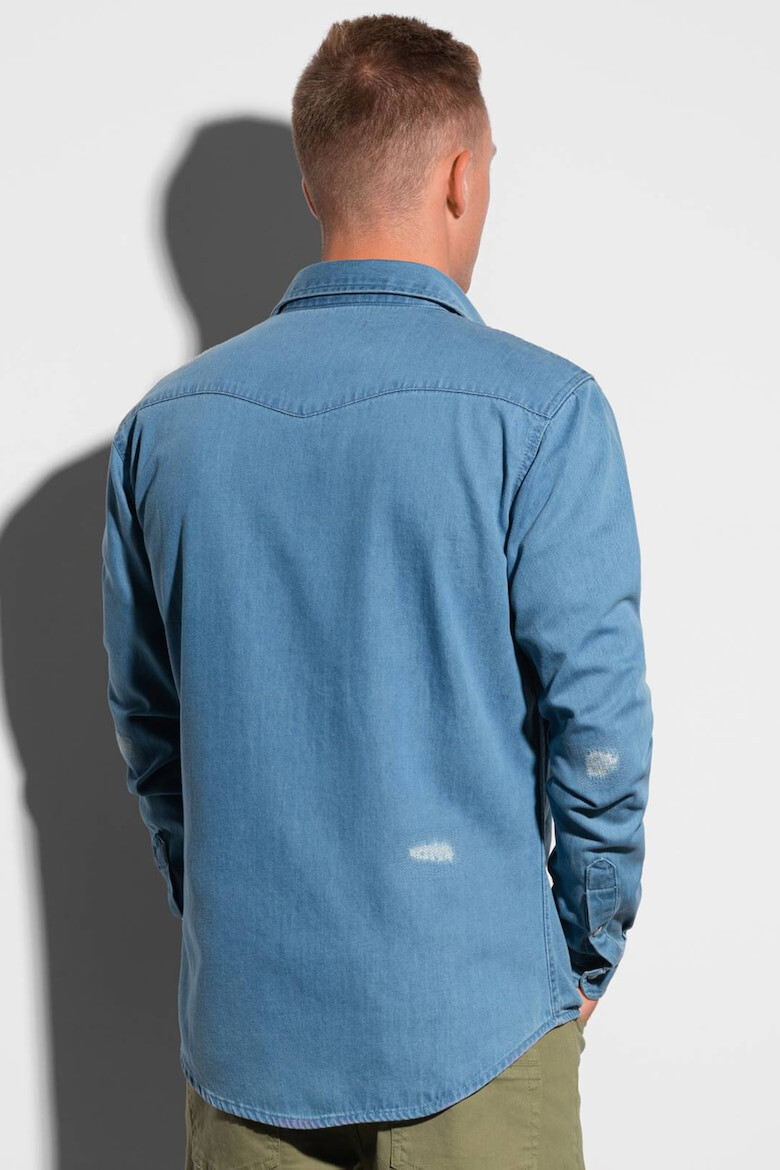 OMBRE Camasa slim fit din material chambray cu buzunare pe piept - Pled.ro