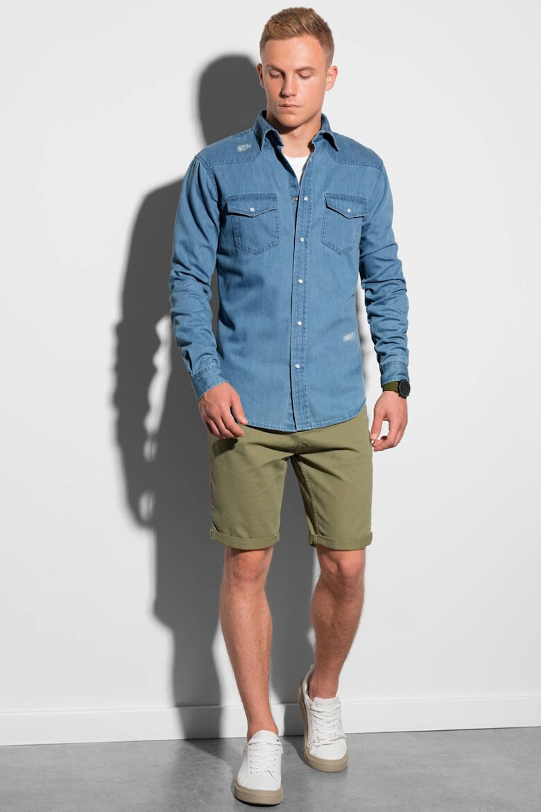 OMBRE Camasa slim fit din material chambray cu buzunare pe piept - Pled.ro