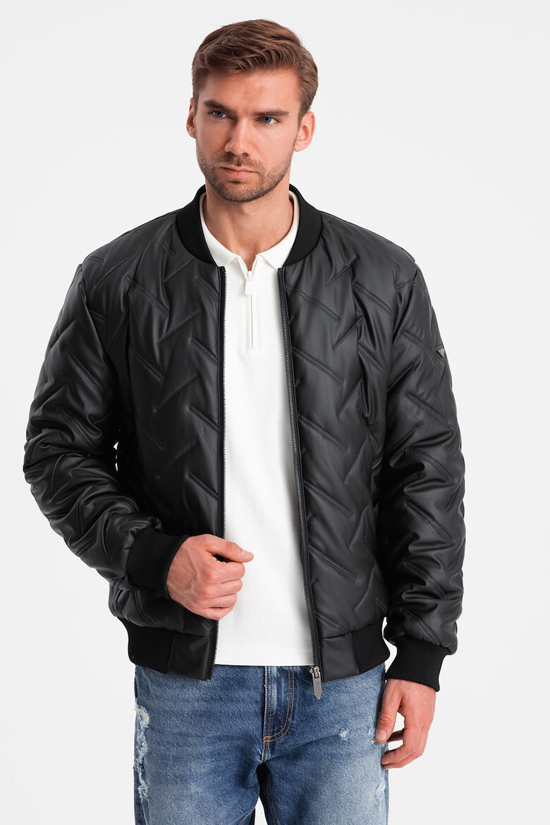 OMBRE Jacheta bomber cu aspect matlasat - Pled.ro