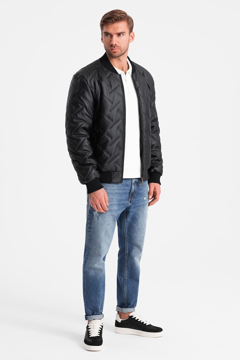 OMBRE Jacheta bomber cu aspect matlasat - Pled.ro