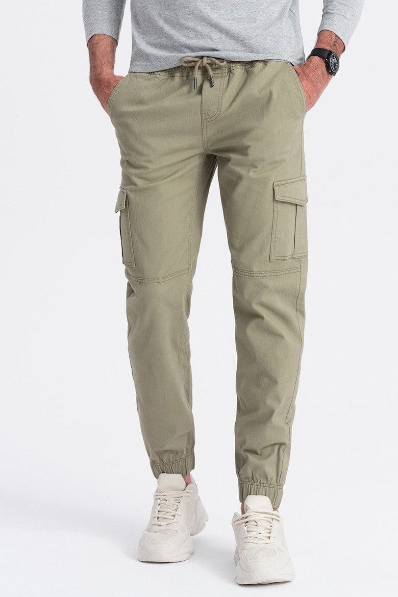 OMBRE Pantaloni cargo cu snur in talie - Pled.ro