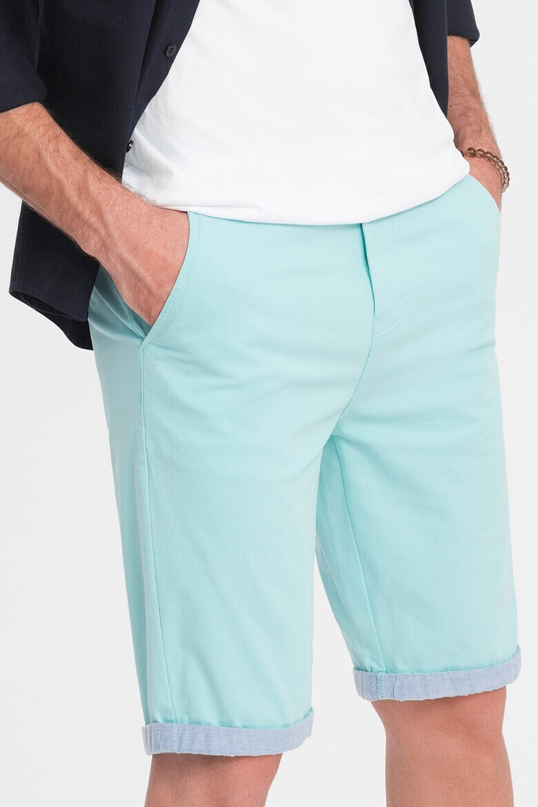 OMBRE Pantaloni chino scurti cu terminatie contrastanta - Pled.ro