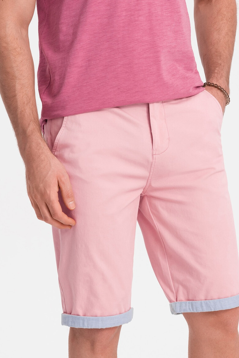 OMBRE Pantaloni chino scurti cu terminatie contrastanta - Pled.ro