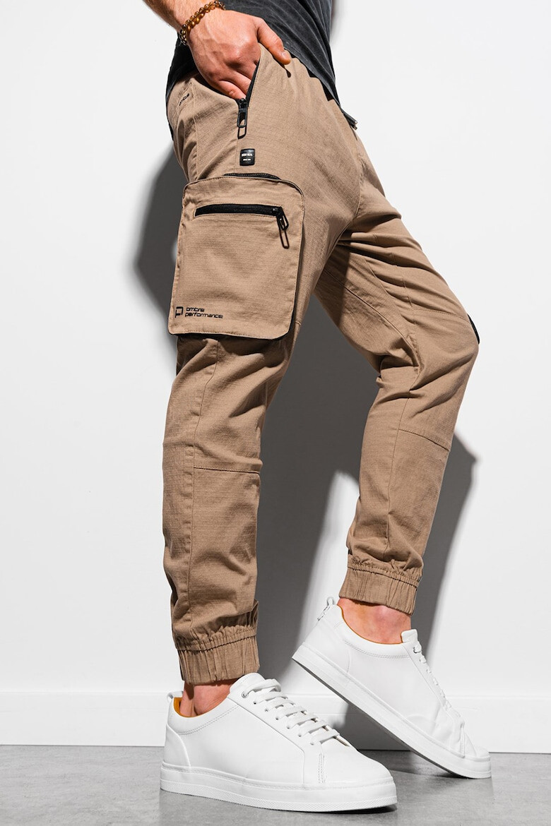 OMBRE Pantaloni jogger cargo cu snur de ajustare in talie - Pled.ro