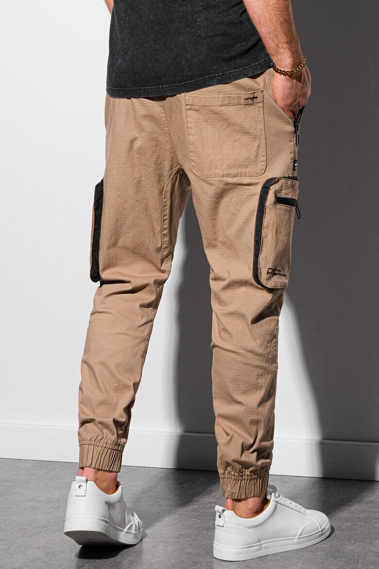 OMBRE Pantaloni jogger cargo cu snur de ajustare in talie - Pled.ro