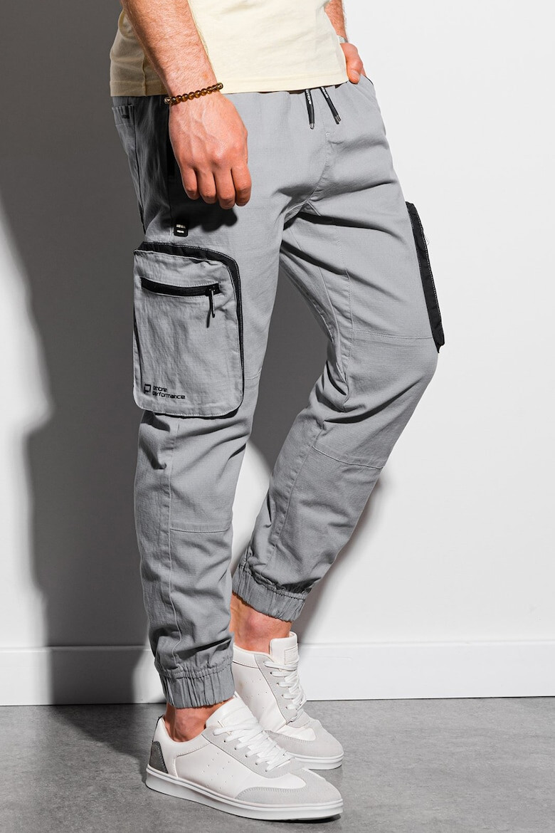 OMBRE Pantaloni jogger cargo cu snur de ajustare in talie - Pled.ro