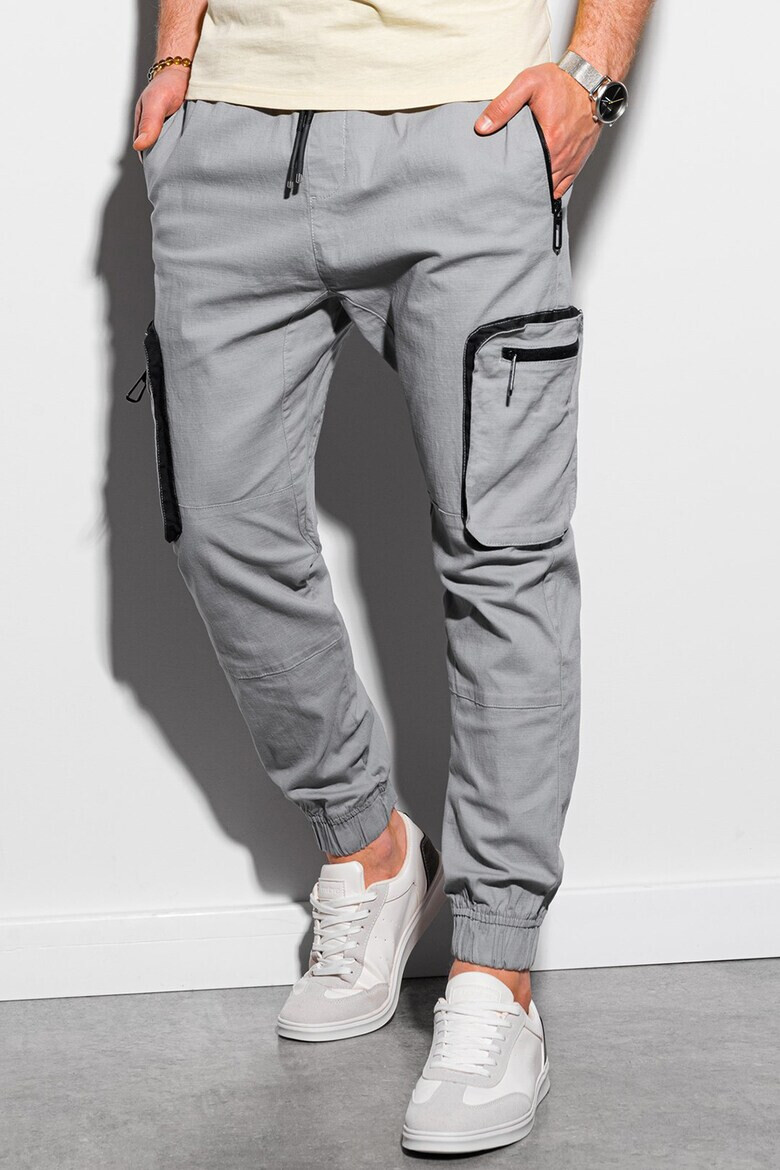 OMBRE Pantaloni jogger cargo cu snur de ajustare in talie - Pled.ro