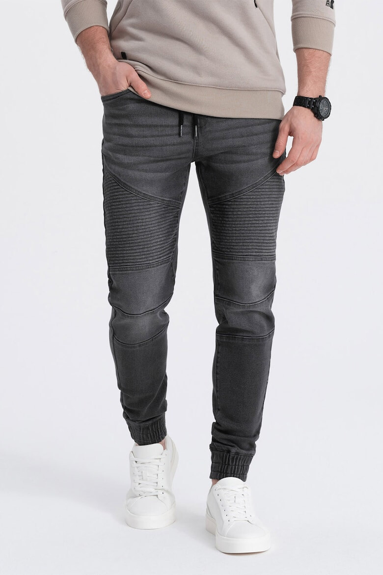 OMBRE Pantaloni jogger de denim cu snururi - Pled.ro