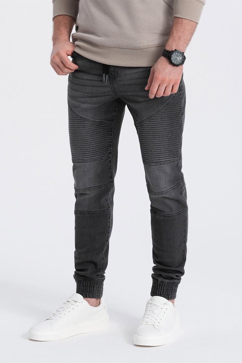 OMBRE Pantaloni jogger de denim cu snururi - Pled.ro