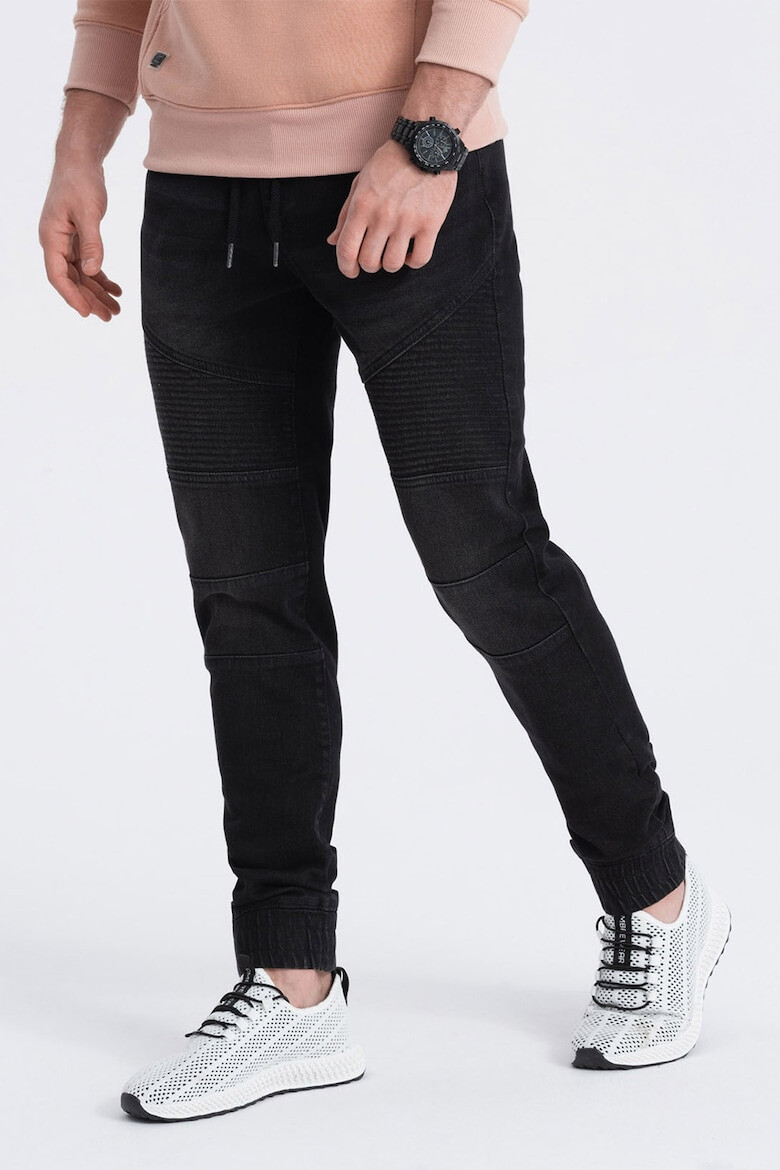 OMBRE Pantaloni jogger de denim cu snururi - Pled.ro