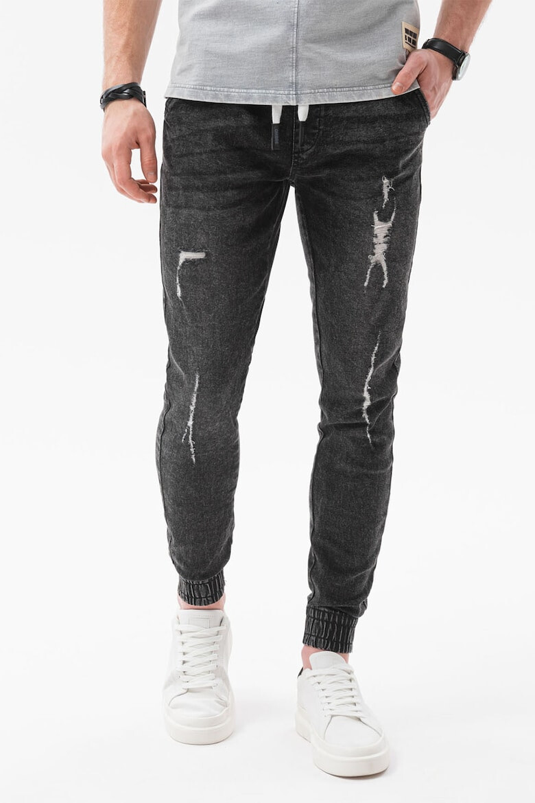 OMBRE Pantaloni jogger din denim cu aspect deteriorat - Pled.ro