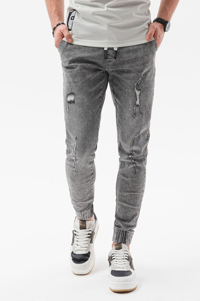 OMBRE Pantaloni jogger din denim cu aspect deteriorat - Pled.ro