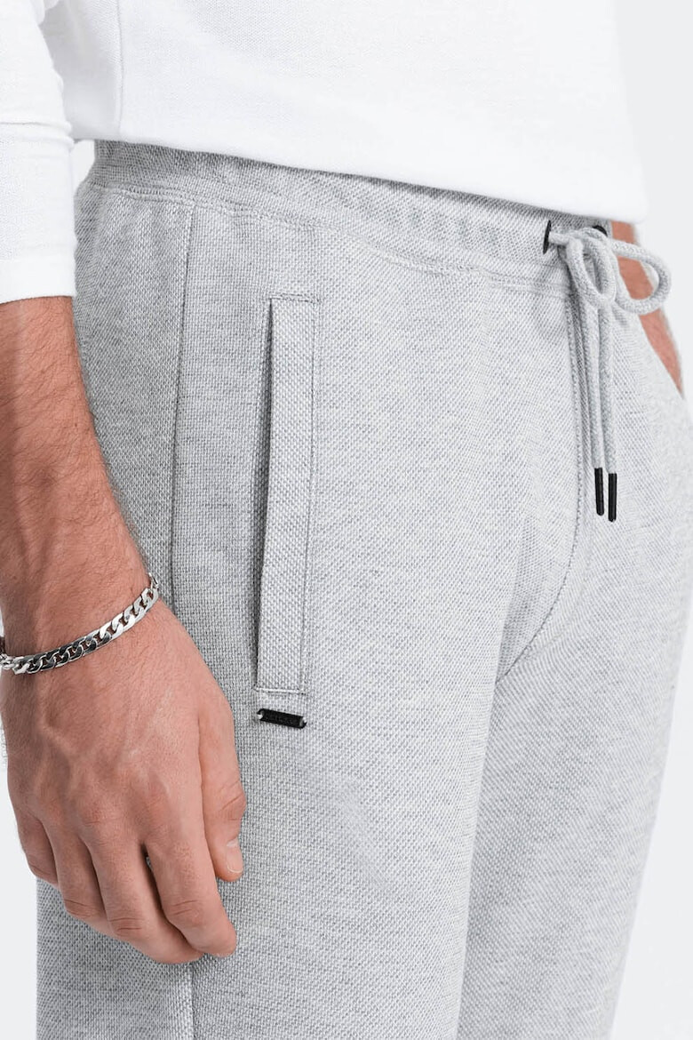 OMBRE Pantaloni texturati cu snur in talie - Pled.ro