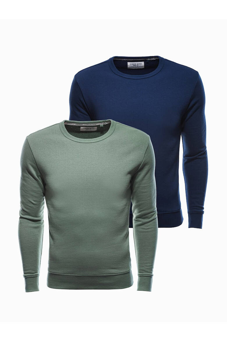 OMBRE Set de bluze sport cu decolteu la baza gatului - 2 piese Verde Bleumarin - Pled.ro