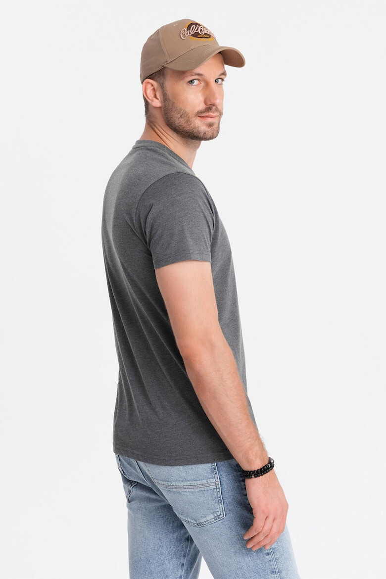 OMBRE Tricou cu model uni si decolteu henley - Pled.ro