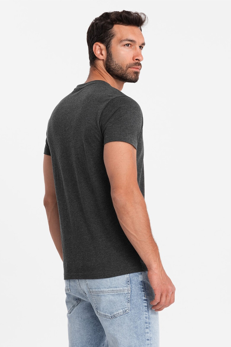 OMBRE Tricou cu model uni si decolteu henley - Pled.ro