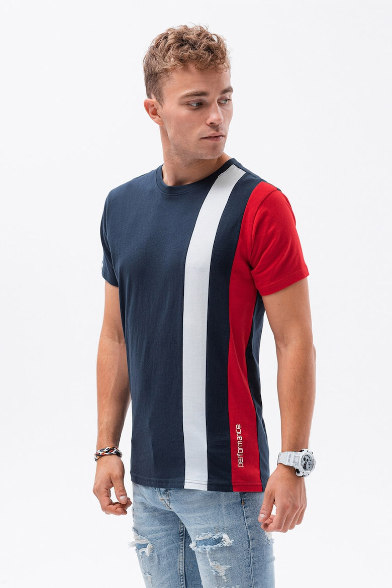 OMBRE Tricou din bumbac cu model colorblock - Pled.ro