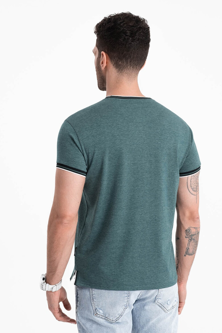 OMBRE Tricou Henley cu accente in dungi - Pled.ro