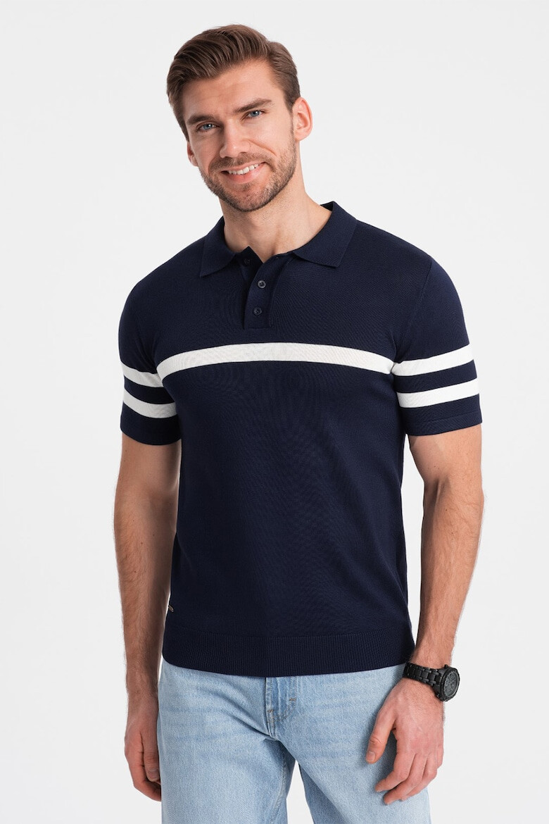 OMBRE Tricou polo cu dungi contrastante - Pled.ro