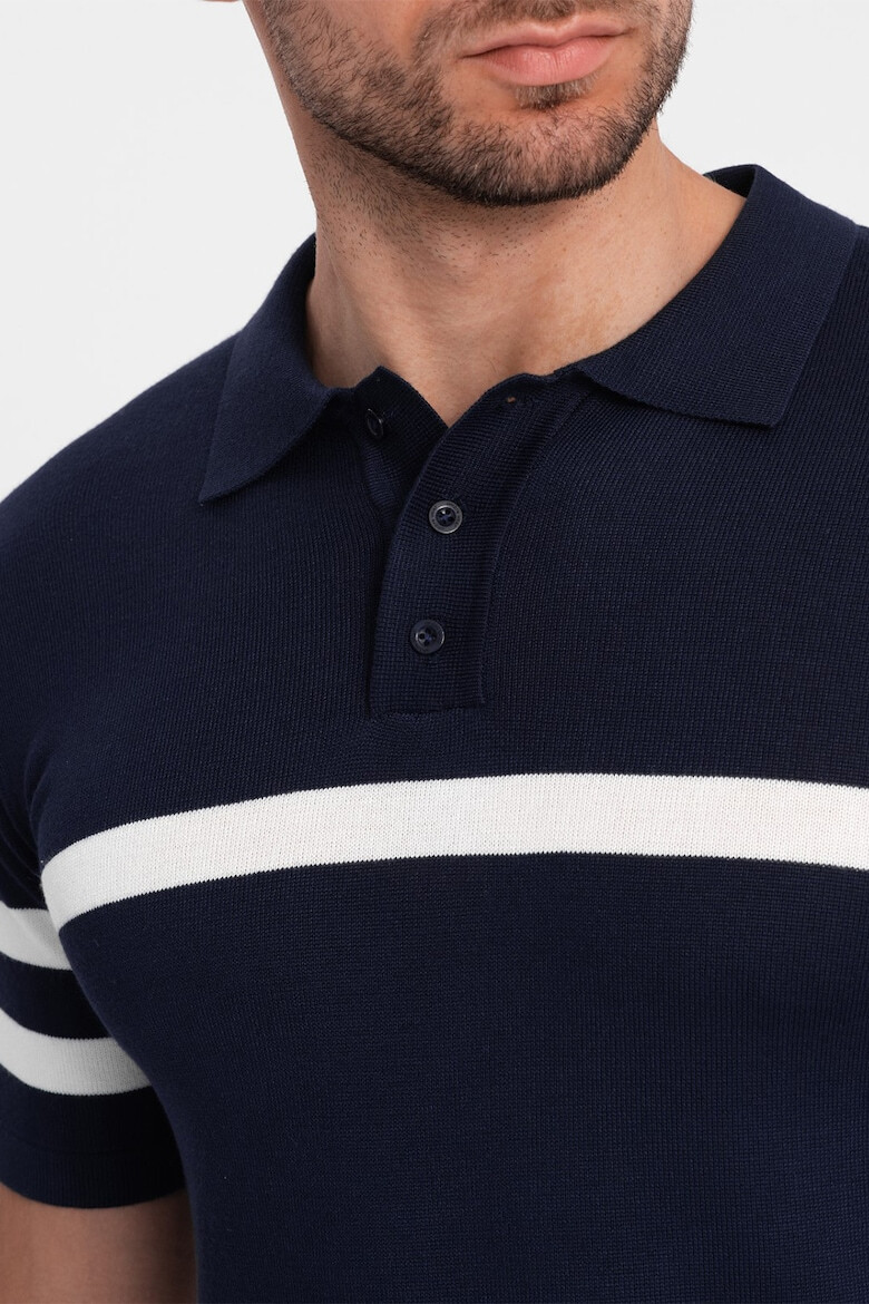 OMBRE Tricou polo cu dungi contrastante - Pled.ro