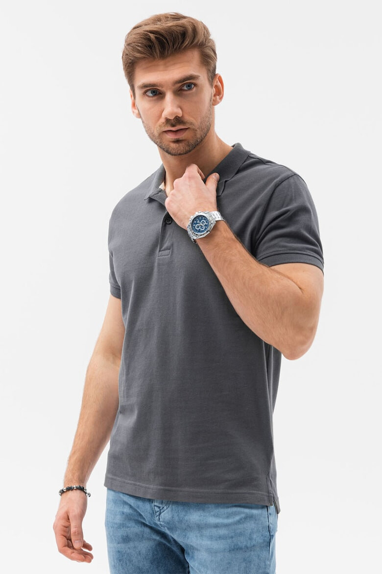 OMBRE Tricou polo din bumbac cu model pique - Pled.ro