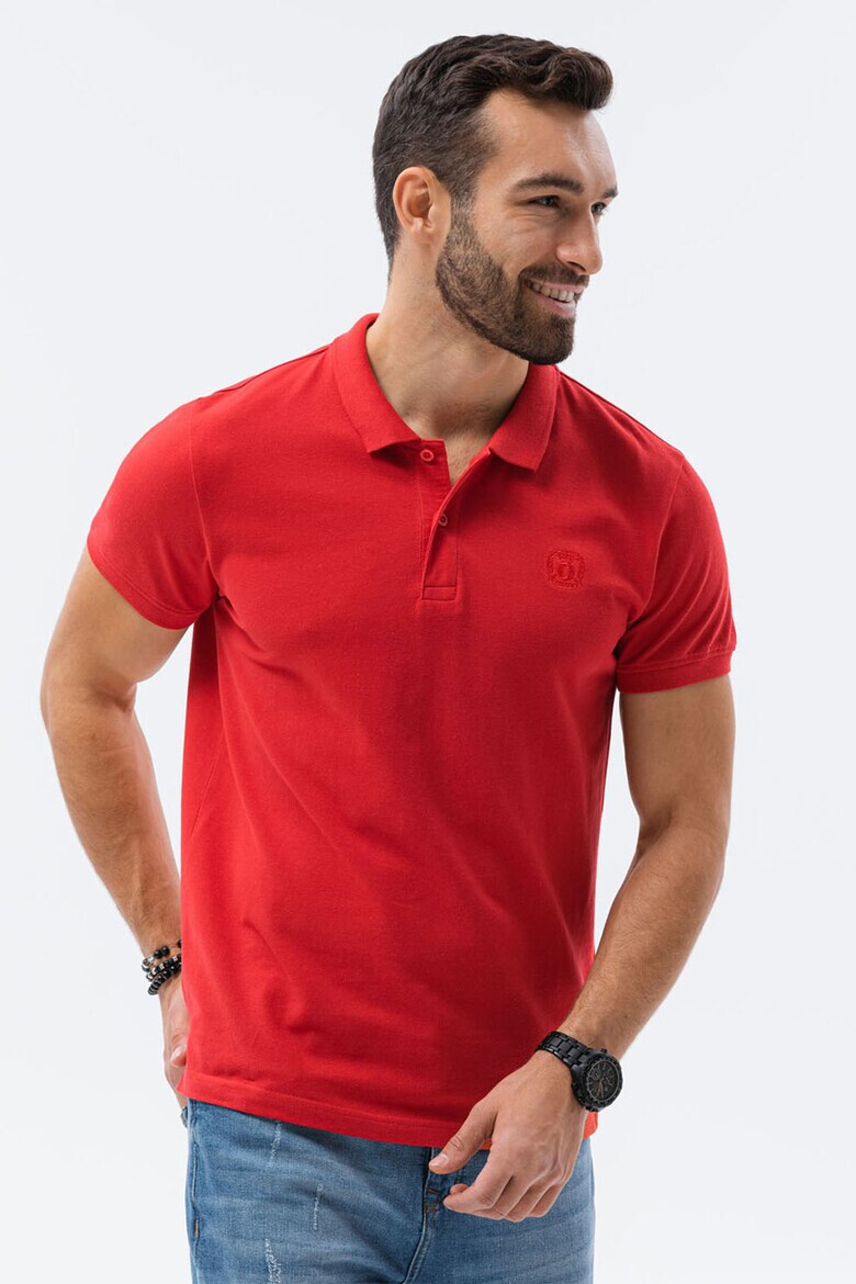 OMBRE Tricou polo din bumbac cu model pique - Pled.ro