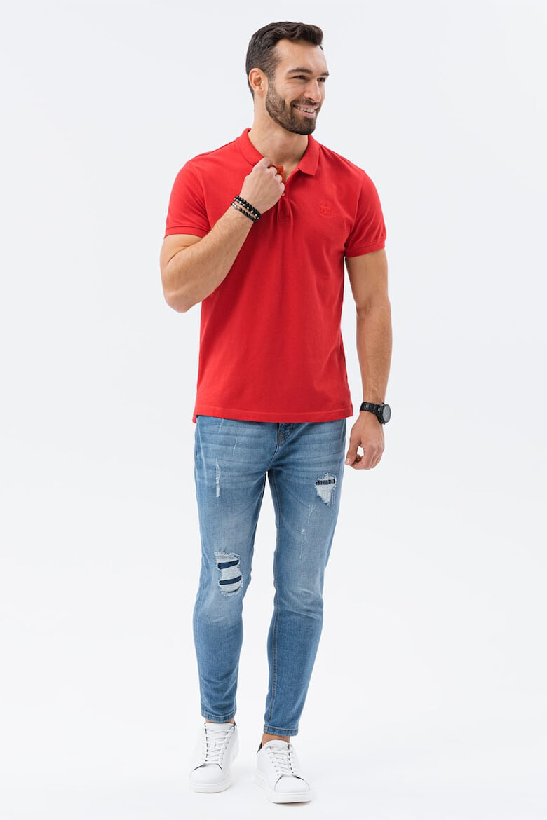 OMBRE Tricou polo din bumbac cu model pique - Pled.ro