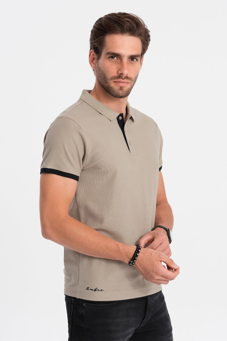 OMBRE Tricou polo din bumbac pique - Pled.ro