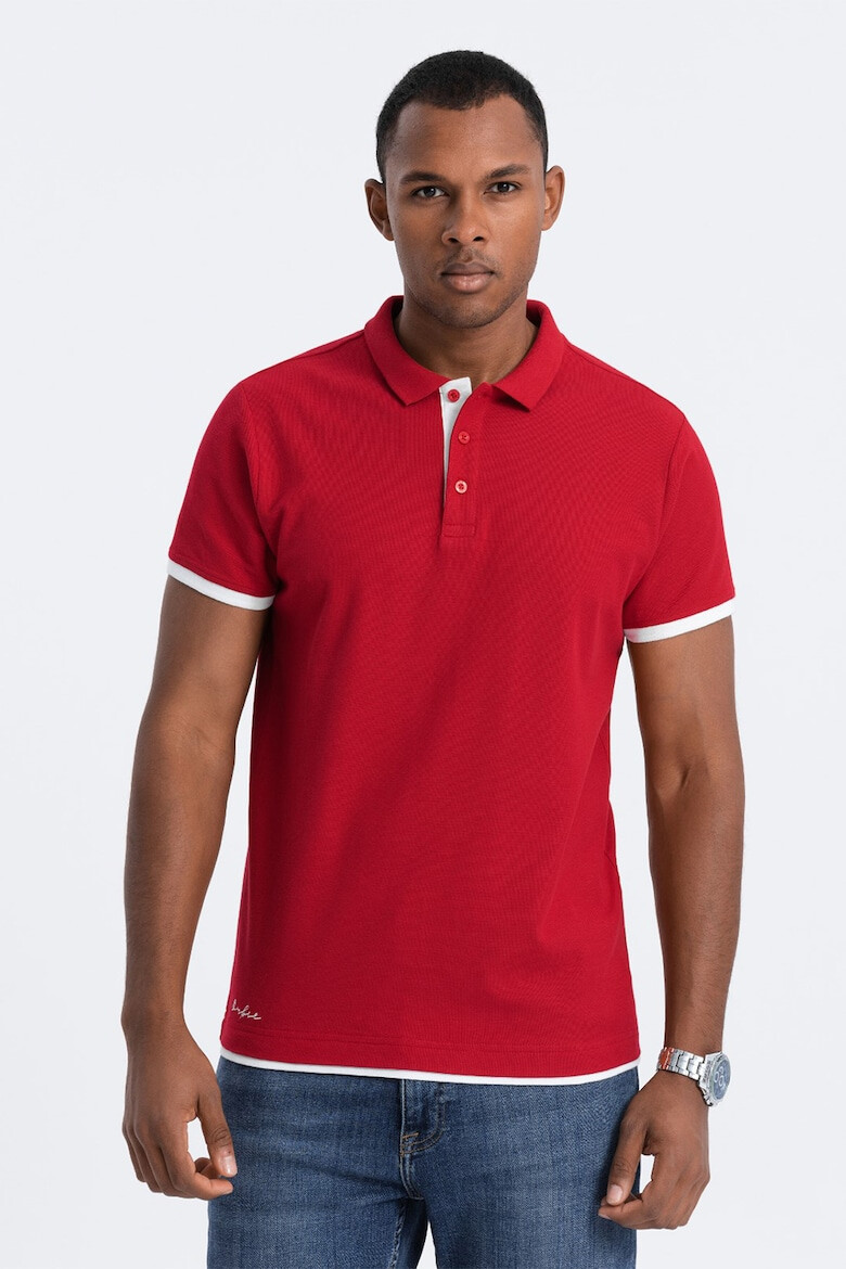 OMBRE Tricou polo din bumbac pique - Pled.ro